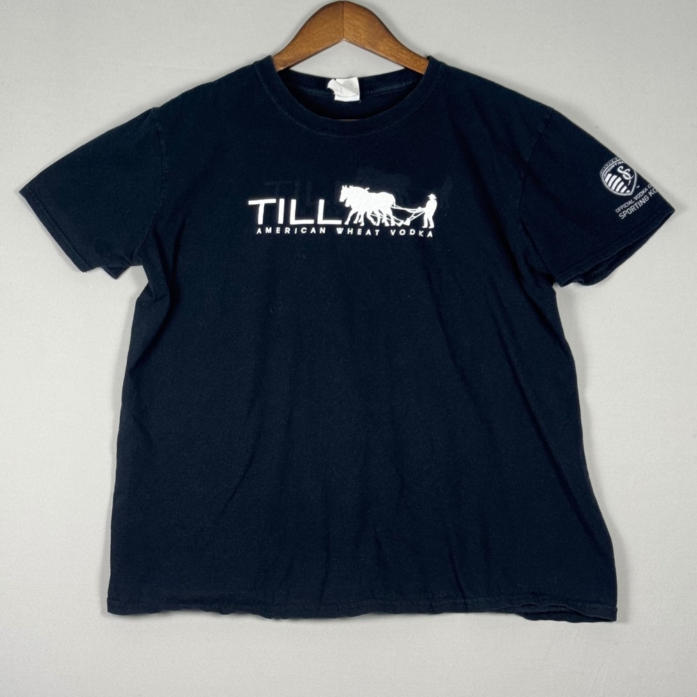 Gildan Till Vodka Sporting KC T-Shirt Mens L Black Excellent Graphic Tee